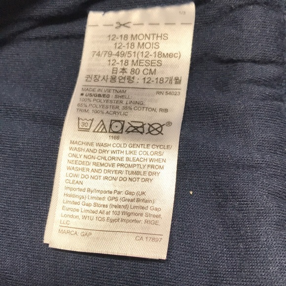 Gap Bomber Toddler 12-18 M Boy Navy Blue Sherpa Jacket Bomber Varsity EUC - Picture 5 of 6